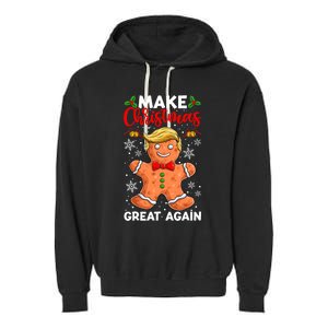 Funny Trump Gingerbread Man Make Christmas Great Again 2024 Garment-Dyed Fleece Hoodie