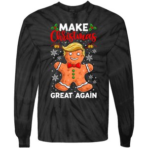 Funny Trump Gingerbread Man Make Christmas Great Again 2024 Tie-Dye Long Sleeve Shirt