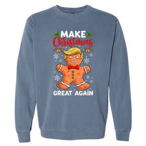 Funny Trump Gingerbread Man Make Christmas Great Again 2024 Garment-Dyed Sweatshirt