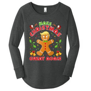 Funny Trump Gingerbread Man Make Christmas Great Again 2024 Women's Perfect Tri Tunic Long Sleeve Shirt