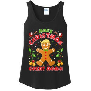 Funny Trump Gingerbread Man Make Christmas Great Again 2024 Ladies Essential Tank