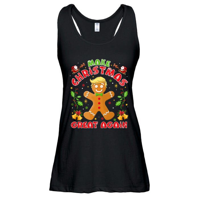 Funny Trump Gingerbread Man Make Christmas Great Again 2024 Ladies Essential Flowy Tank