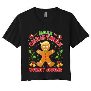 Funny Trump Gingerbread Man Make Christmas Great Again 2024 Women's Crop Top Tee