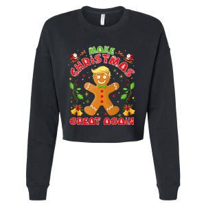 Funny Trump Gingerbread Man Make Christmas Great Again 2024 Cropped Pullover Crew