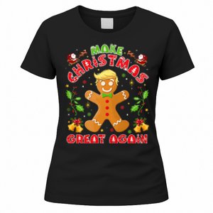 Funny Trump Gingerbread Man Make Christmas Great Again 2024 Women's T-Shirt