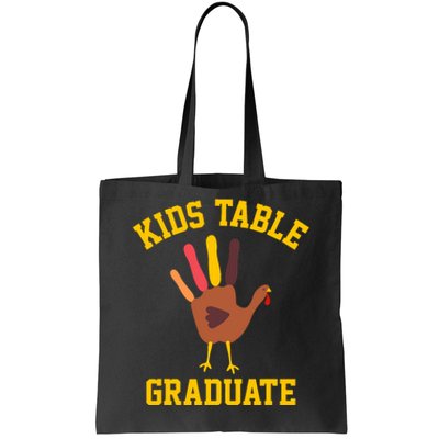 Funny Table Graduate Thanksgiving Turkey Handprint Tote Bag