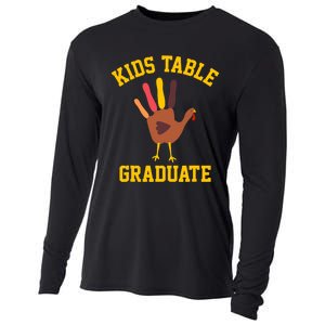 Funny Table Graduate Thanksgiving Turkey Handprint Cooling Performance Long Sleeve Crew