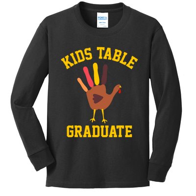 Funny Table Graduate Thanksgiving Turkey Handprint Kids Long Sleeve Shirt