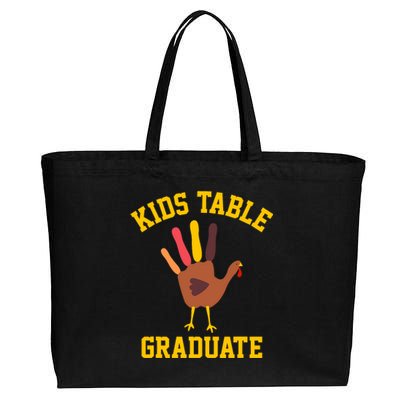 Funny Table Graduate Thanksgiving Turkey Handprint Cotton Canvas Jumbo Tote