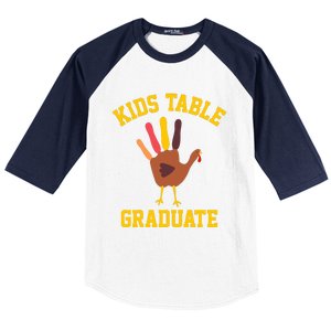 Funny Table Graduate Thanksgiving Turkey Handprint Baseball Sleeve Shirt