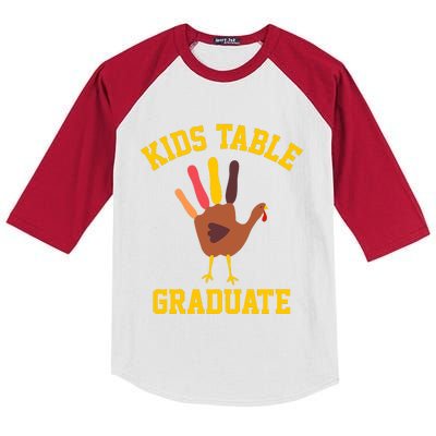 Funny Table Graduate Thanksgiving Turkey Handprint Kids Colorblock Raglan Jersey