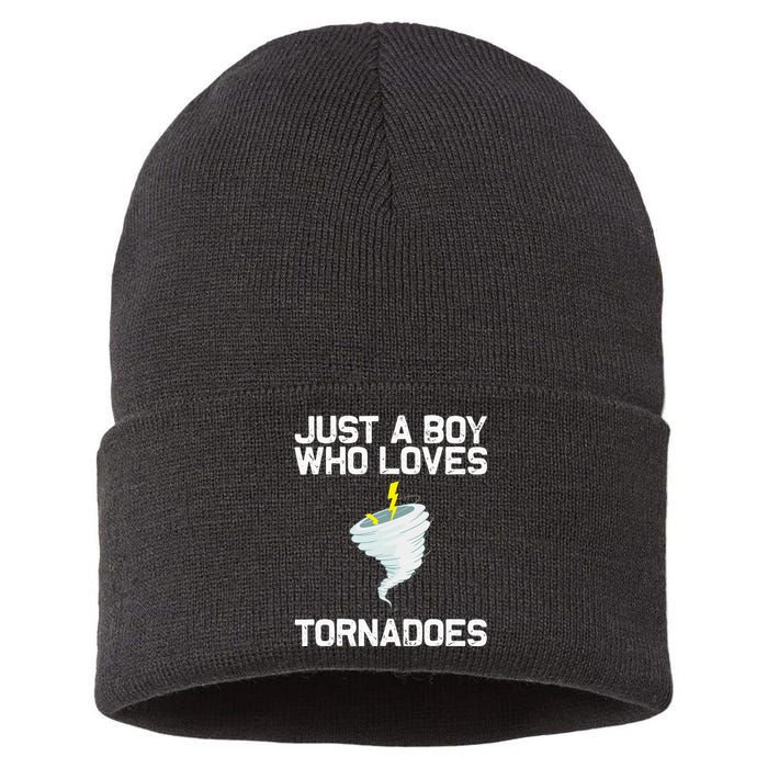 Funny Tornado Gift For Kids Hurricane Weather Chaser Sustainable Knit Beanie