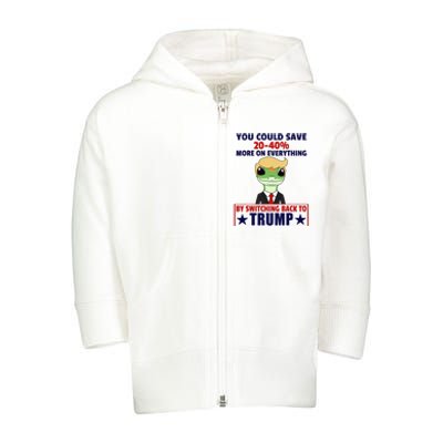 Funny Trump Gecko Switch Back To Trump Save More Republican Toddler Zip Fleece Hoodie