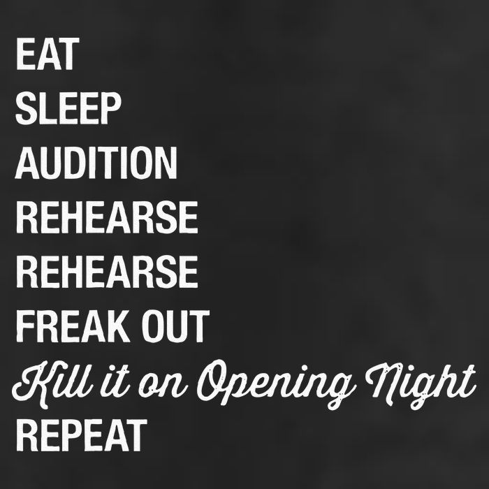 Funny Theater Geek Gift Musical Life Eat Sleep Theatre 7 Panel Mesh Trucker Snapback Hat