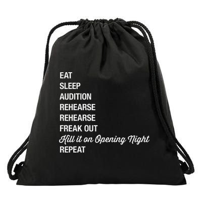 Funny Theater Geek Gift Musical Life Eat Sleep Theatre Drawstring Bag