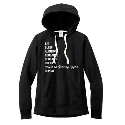 Funny Theater Geek Gift Musical Life Eat Sleep Theatre Women's Fleece Hoodie
