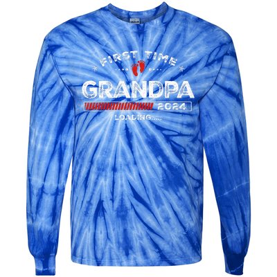 First Time Grandpa Est. 2024 Loading Soon To Be Dad Grandpa Tie-Dye Long Sleeve Shirt