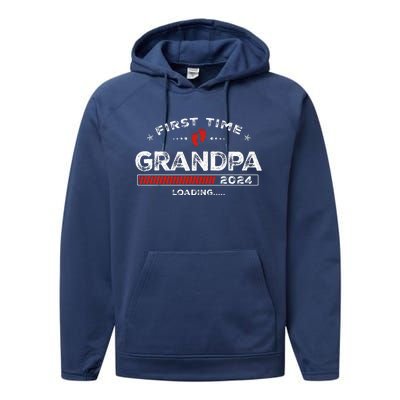 First Time Grandpa Est. 2024 Loading Soon To Be Dad Grandpa Performance Fleece Hoodie