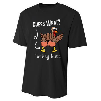 Funny Thanksgiving Guess What Turkey Butt Performance Sprint T-Shirt