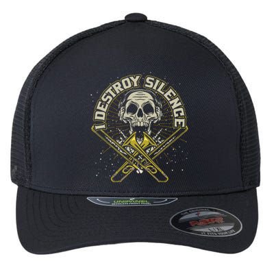 Funny Trombonist Gift I Destroy Silence Trombone Flexfit Unipanel Trucker Cap