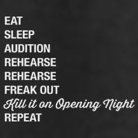 Funny Theater Geek Gift Musical Life Eat Sleep Theatre 7 Panel Mesh Trucker Snapback Hat