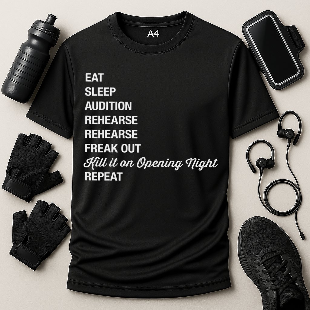 Funny Theater Geek Gift Musical Life Eat Sleep Theatre Cooling Performance Crew T-Shirt