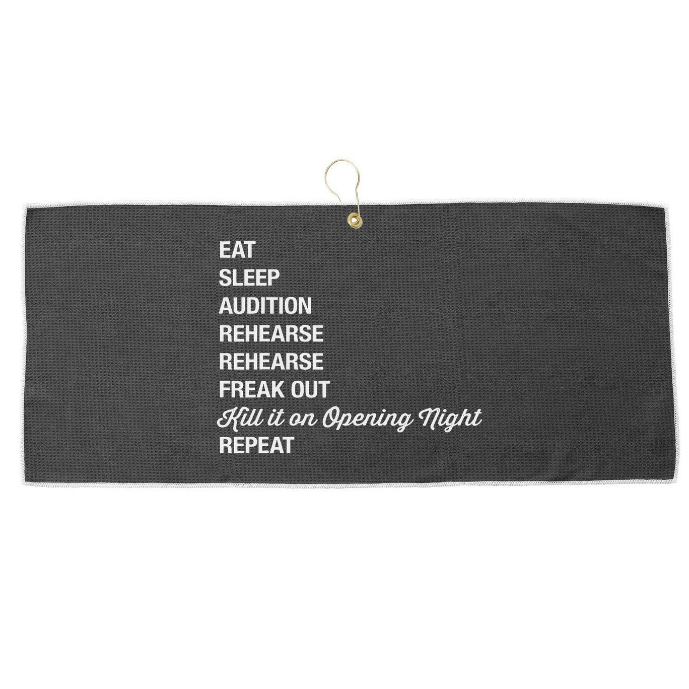 Funny Theater Geek Gift Musical Life Eat Sleep Theatre Large Microfiber Waffle Golf Towel