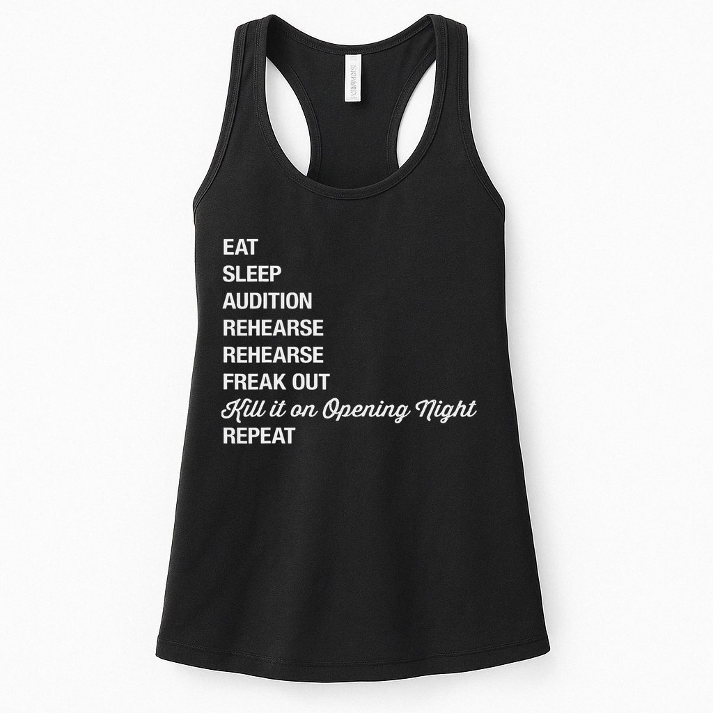 Funny Theater Geek Gift Musical Life Eat Sleep Theatre Womens Tank Top