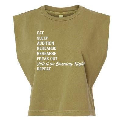 Funny Theater Geek Gift Musical Life Eat Sleep Theatre Garment-Dyed Women's Muscle Tee