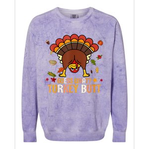 Funny Thanksgiving Guess What Turkey Butt Couples Matching Colorblast Crewneck Sweatshirt