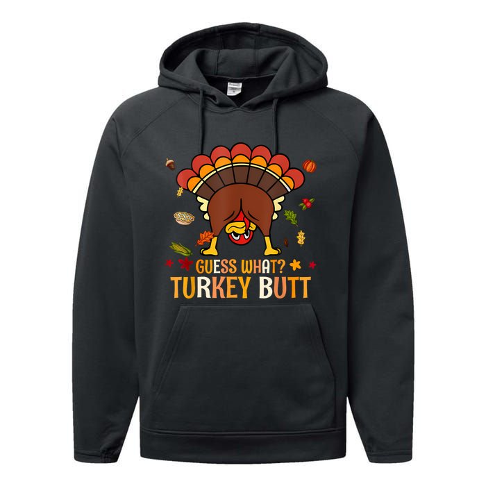 Funny Thanksgiving Guess What Turkey Butt Couples Matching Performance Fleece Hoodie