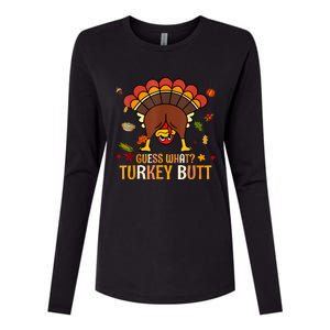 Funny Thanksgiving Guess What Turkey Butt Couples Matching Womens Cotton Relaxed Long Sleeve T-Shirt