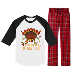 Funny Thanksgiving Guess What Turkey Butt Couples Matching Raglan Sleeve Pajama Set