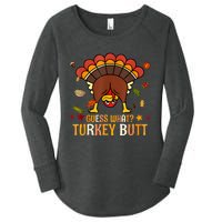 Funny Thanksgiving Guess What Turkey Butt Couples Matching Women's Perfect Tri Tunic Long Sleeve Shirt