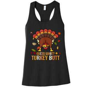 Funny Thanksgiving Guess What Turkey Butt Couples Matching Women's Racerback Tank