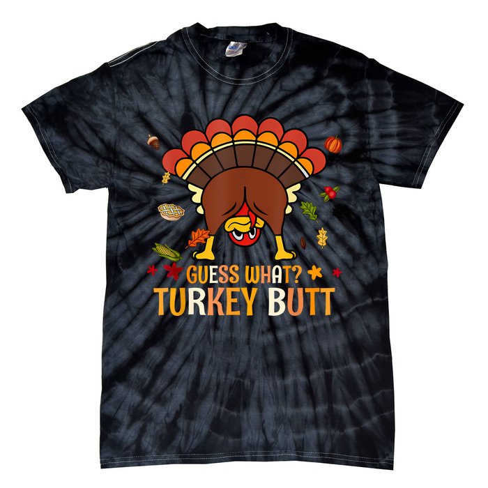 Funny Thanksgiving Guess What Turkey Butt Couples Matching Tie-Dye T-Shirt