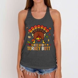 Funny Thanksgiving Guess What Turkey Butt Couples Matching Women's Knotted Racerback Tank