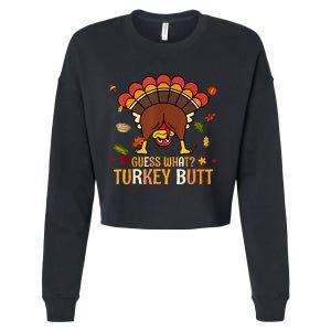 Funny Thanksgiving Guess What Turkey Butt Couples Matching Cropped Pullover Crew