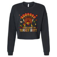 Funny Thanksgiving Guess What Turkey Butt Couples Matching Cropped Pullover Crew