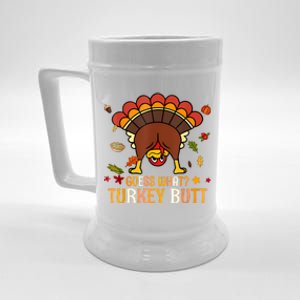 Funny Thanksgiving Guess What Turkey Butt Couples Matching Beer Stein