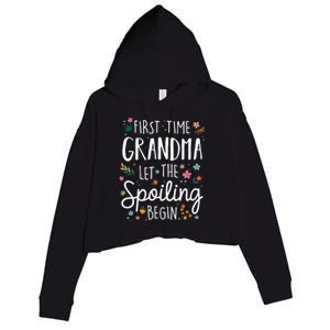 First Time Grandma Let The Spoiling Begin Cute Gift Grandmother Gift Crop Fleece Hoodie