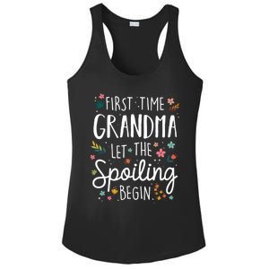 First Time Grandma Let The Spoiling Begin Cute Gift Grandmother Gift Ladies PosiCharge Competitor Racerback Tank