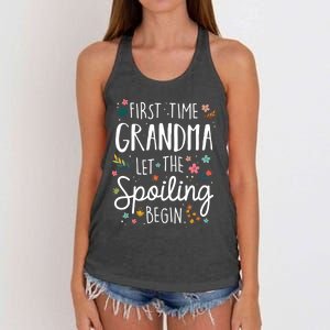 First Time Grandma Let The Spoiling Begin Cute Gift Grandmother Gift Women's Knotted Racerback Tank