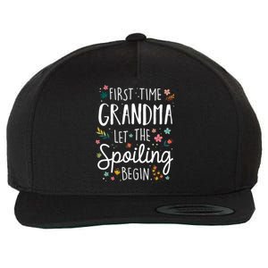 First Time Grandma Let The Spoiling Begin Cute Gift Grandmother Gift Wool Snapback Cap