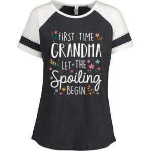 First Time Grandma Let The Spoiling Begin Cute Gift Grandmother Gift Enza Ladies Jersey Colorblock Tee