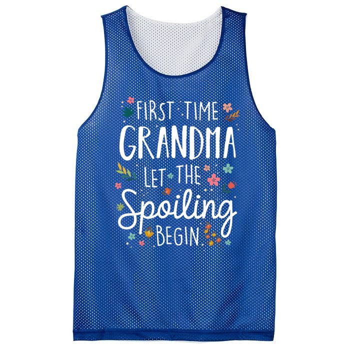 First Time Grandma Let The Spoiling Begin Cute Gift Grandmother Gift Mesh Reversible Basketball Jersey Tank