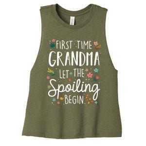 First Time Grandma Let The Spoiling Begin Cute Gift Grandmother Gift Women's Racerback Cropped Tank