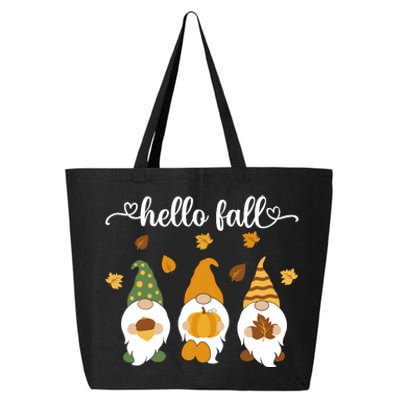 Funny Three Gnomes Hello Fall Acorn Pumpkins Leaves Autumn 25L Jumbo Tote