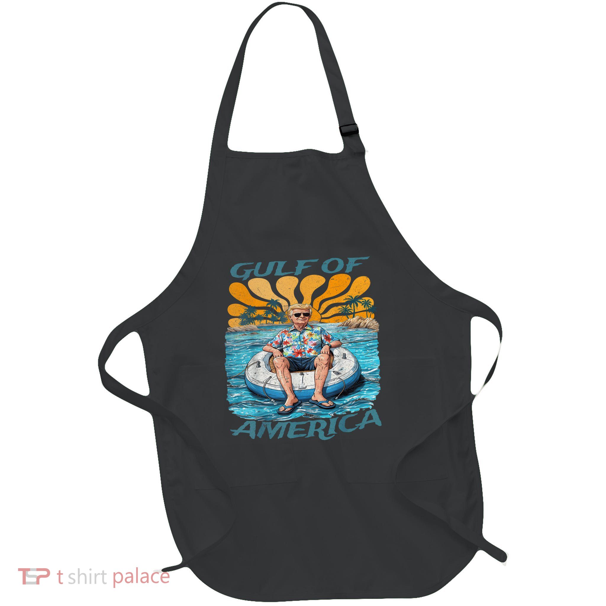 Funny Trump Gulf Of Us America Funny Kawaii Sunset Full-Length Apron With Pockets
