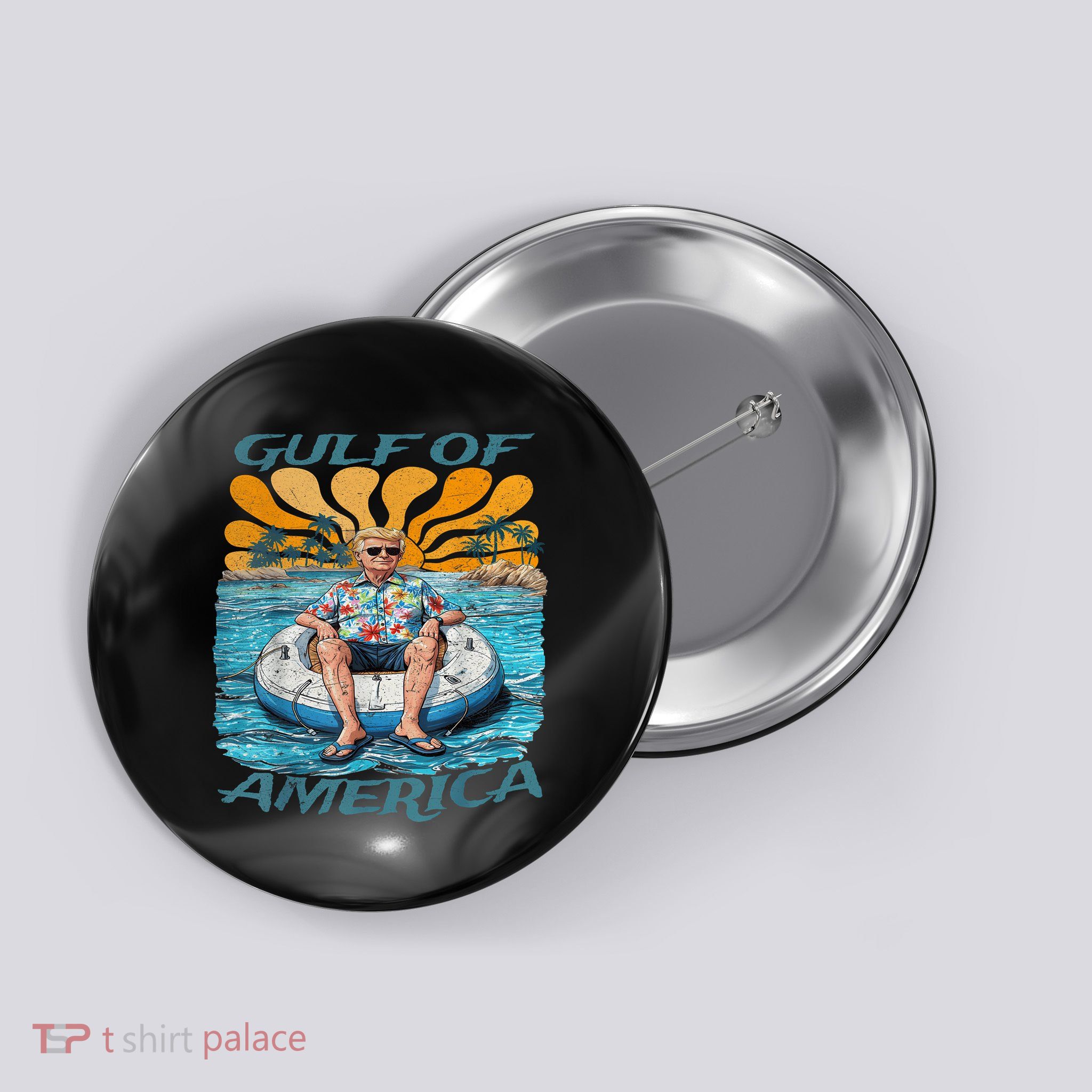 Funny Trump Gulf Of Us America Funny Kawaii Sunset Button